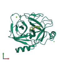 PDB entry 1o2m coloured by chain, front view.