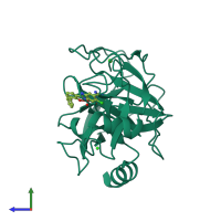PDB entry 1o2m coloured by chain, side view.