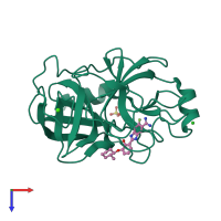 PDB entry 1o2r coloured by chain, top view.