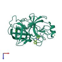 PDB entry 1o2s coloured by chain, top view.