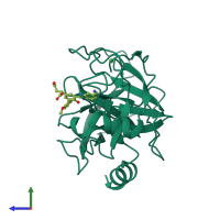 PDB entry 1o2z coloured by chain, side view.