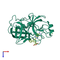 PDB entry 1o30 coloured by chain, top view.