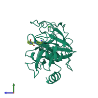 PDB entry 1o31 coloured by chain, side view.