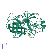 PDB entry 1o34 coloured by chain, top view.