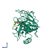 PDB entry 1o3a coloured by chain, side view.