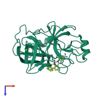 PDB entry 1o3a coloured by chain, top view.