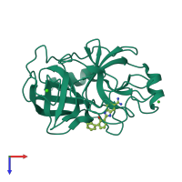 PDB entry 1o3c coloured by chain, top view.