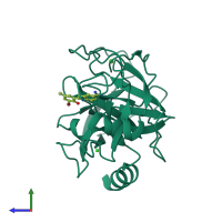 PDB entry 1o3h coloured by chain, side view.