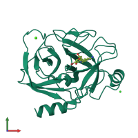 PDB entry 1o3l coloured by chain, front view.