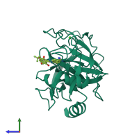 PDB entry 1o3o coloured by chain, side view.