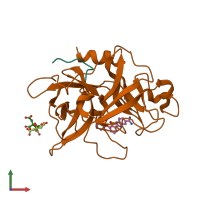 PDB entry 1o3p coloured by chain, front view.