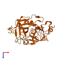 PDB entry 1o3p coloured by chain, top view.