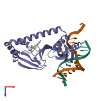 PDB entry 1o3q coloured by chain, top view.