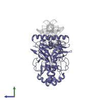 DNA-binding transcriptional dual regulator CRP in PDB entry 1o3t, assembly 1, side view.