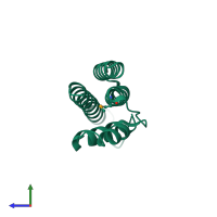 PDB entry 1o3u coloured by chain, side view.