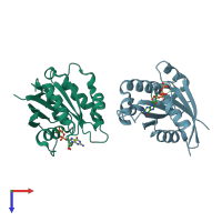 PDB entry 1o3y coloured by chain, top view.