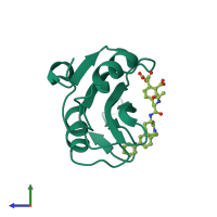 PDB entry 1o44 coloured by chain, side view.