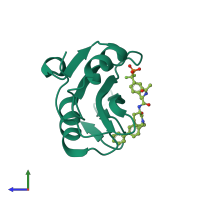 PDB entry 1o47 coloured by chain, side view.