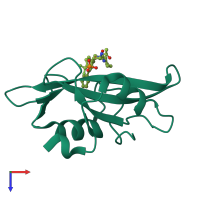 PDB entry 1o47 coloured by chain, top view.