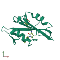 PDB entry 1o48 coloured by chain, front view.