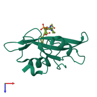 PDB entry 1o49 coloured by chain, top view.