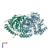 PDB entry 1o4s coloured by chain, top view.