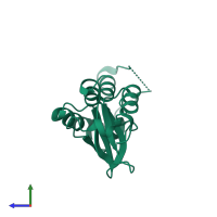 PDB entry 1o50 coloured by chain, side view.