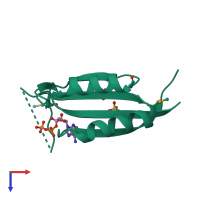 PDB entry 1o51 coloured by chain, top view.