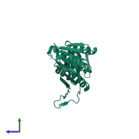 PDB entry 1o54 coloured by chain, side view.