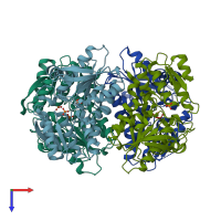 PDB entry 1o58 coloured by chain, top view.