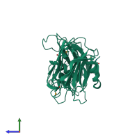 PDB entry 1o59 coloured by chain, side view.