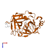 Urokinase-type plasminogen activator chain B in PDB entry 1o5b, assembly 1, top view.