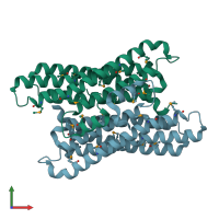PDB entry 1o5h coloured by chain, front view.