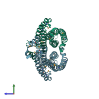PDB entry 1o5h coloured by chain, side view.