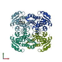 PDB entry 1o5i coloured by chain, front view.