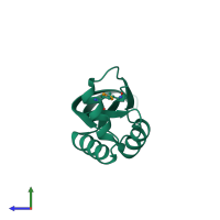 PDB entry 1o5j coloured by chain, side view.