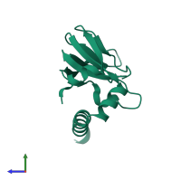 PDB entry 1o5l coloured by chain, side view.