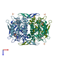 PDB entry 1o5o coloured by chain, top view.