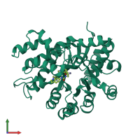 PDB entry 1o5r coloured by chain, front view.