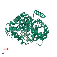 PDB entry 1o5r coloured by chain, top view.