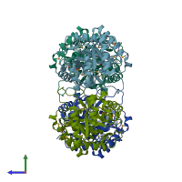 PDB entry 1o60 coloured by chain, side view.