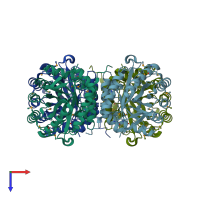 PDB entry 1o60 coloured by chain, top view.