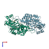 PDB entry 1o62 coloured by chain, top view.