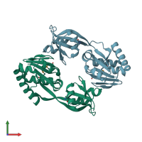 PDB entry 1o63 coloured by chain, front view.