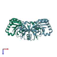 PDB entry 1o63 coloured by chain, top view.