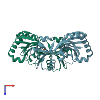PDB entry 1o64 coloured by chain, top view.