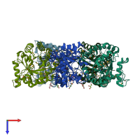 PDB entry 1o66 coloured by chain, top view.