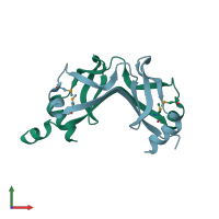 PDB entry 1o6a coloured by chain, front view.