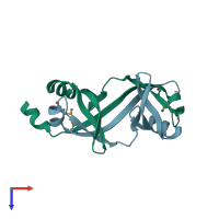 PDB entry 1o6a coloured by chain, top view.