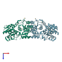 PDB entry 1o6c coloured by chain, top view.